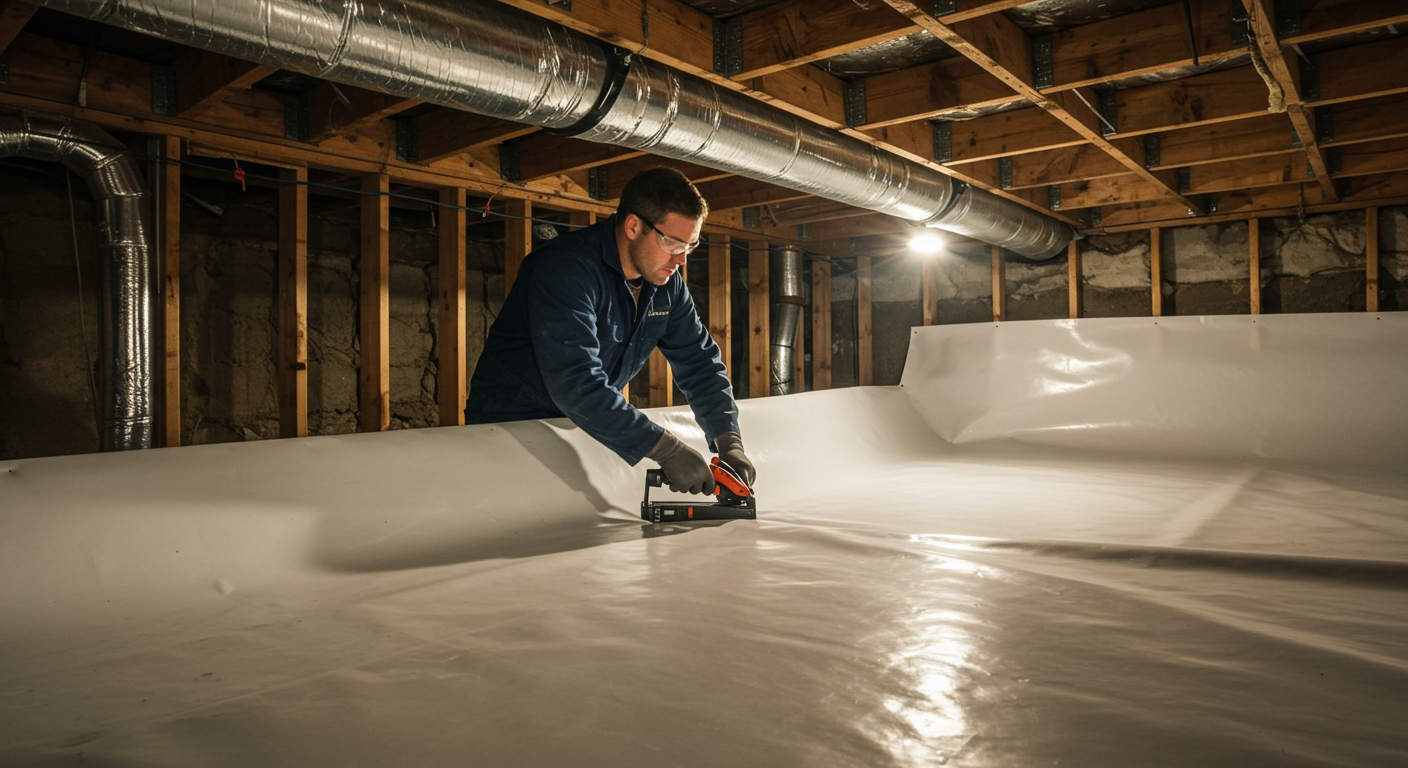 Crawl Space Vapor Barrier Installation
