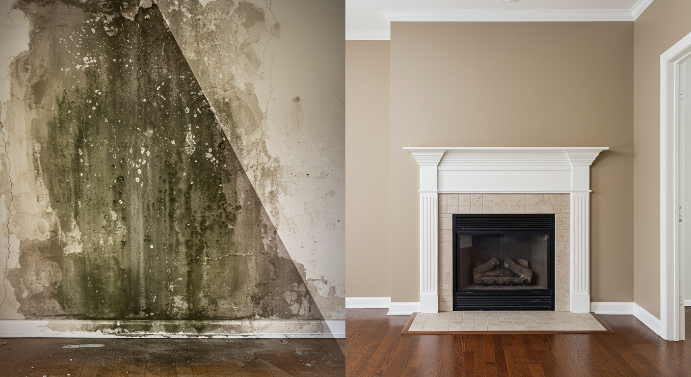 Before and after mold remediation