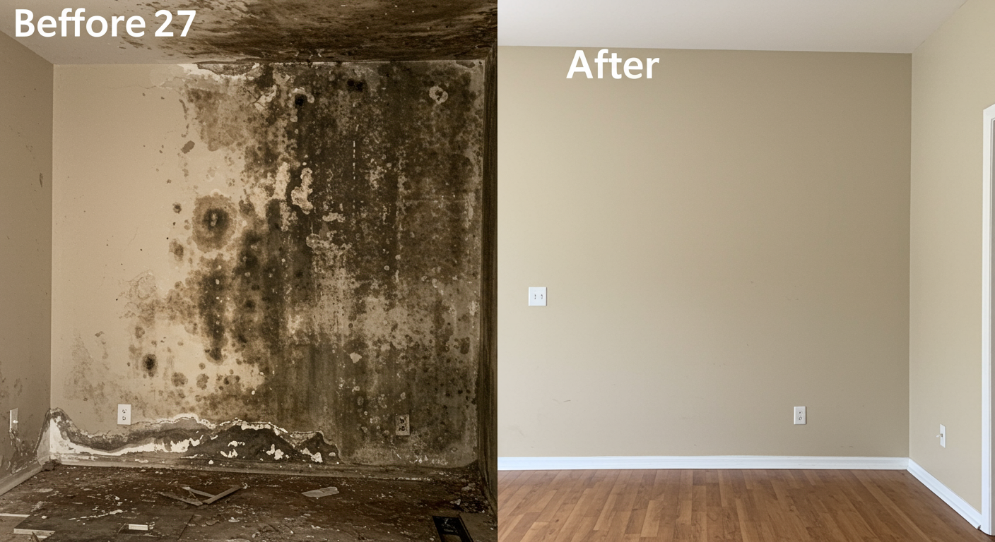 Professional in Protective Gear Conducting Mold Remediation