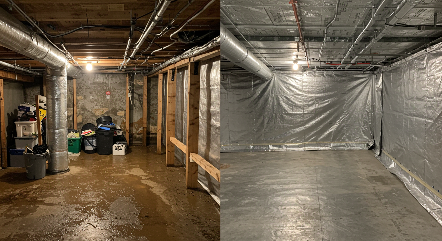 Before and After Crawl Space Encapsulation