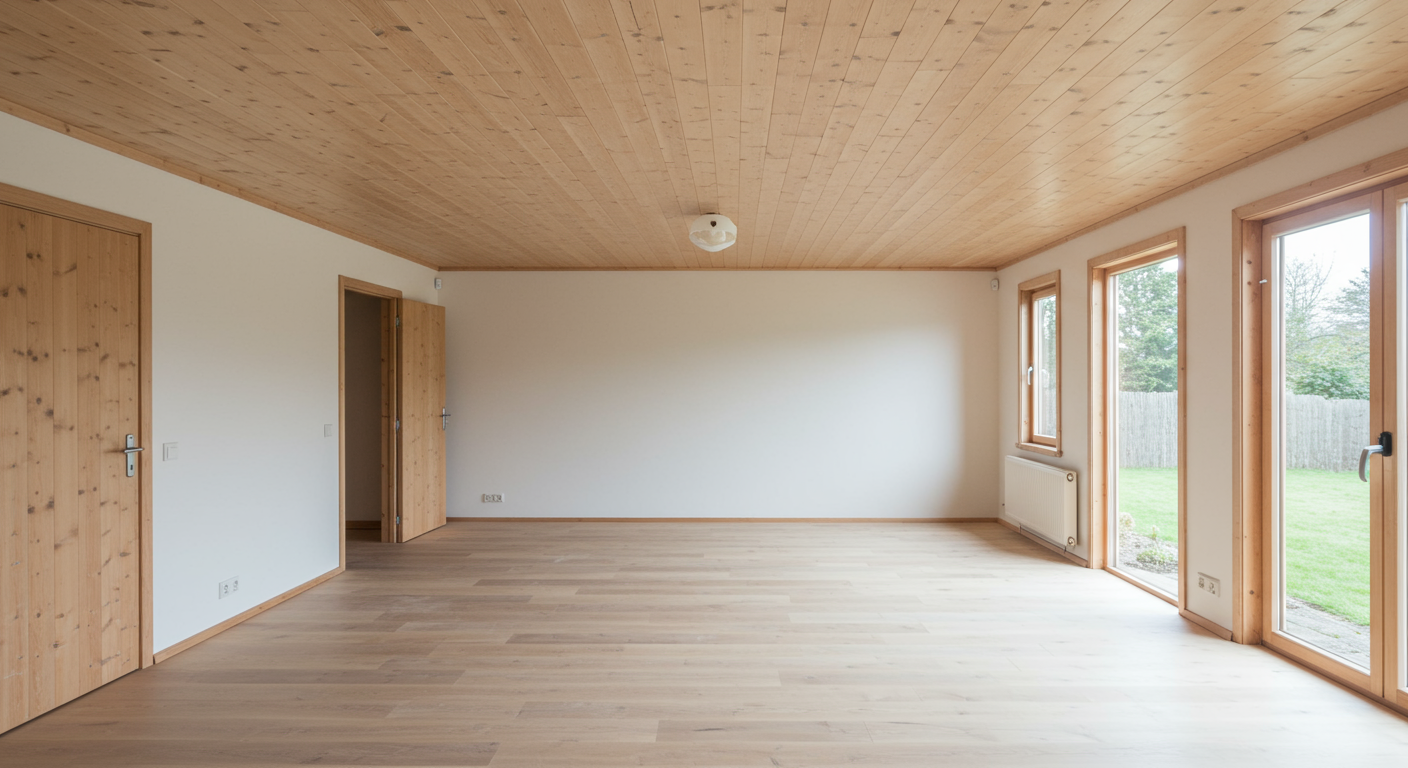 A bright and airy room with a newly finished flat ceiling, showcasing the clean lines and modern look. Natural light floods the space, enhancing the overall feel of the room.