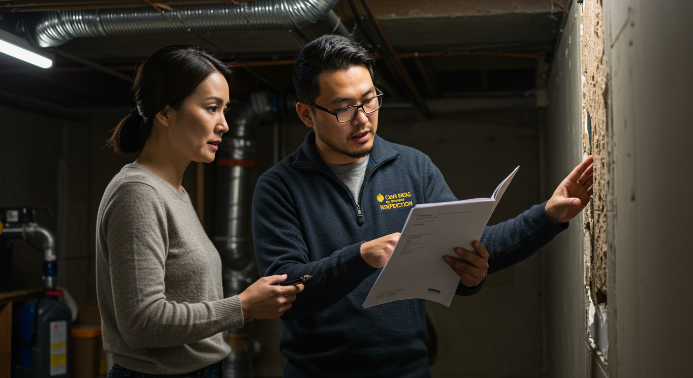 A certified mold inspector discussing findings with a homeowner, emphasizing the importance of communication and professionalism in mold testing.