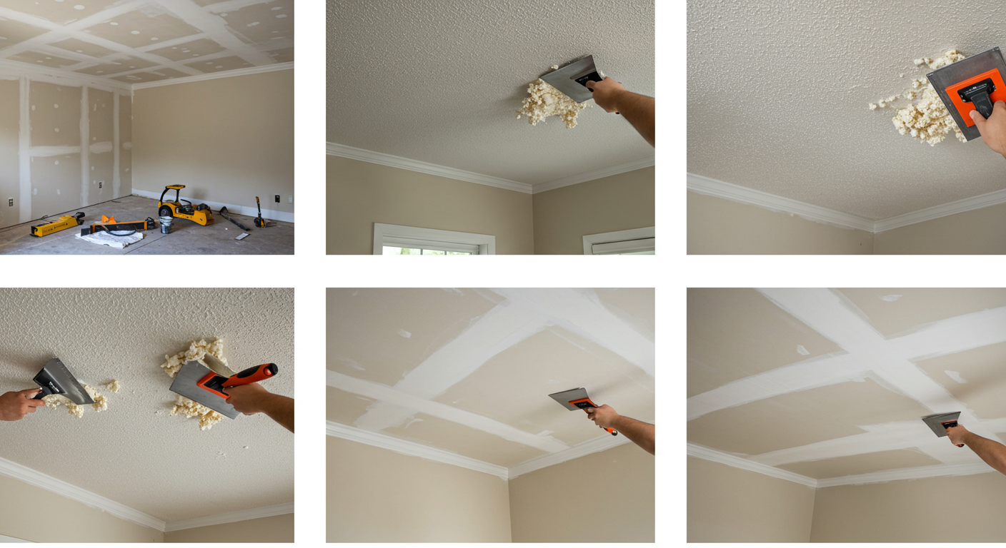 Before and After Comparison of Popcorn Ceiling Removal